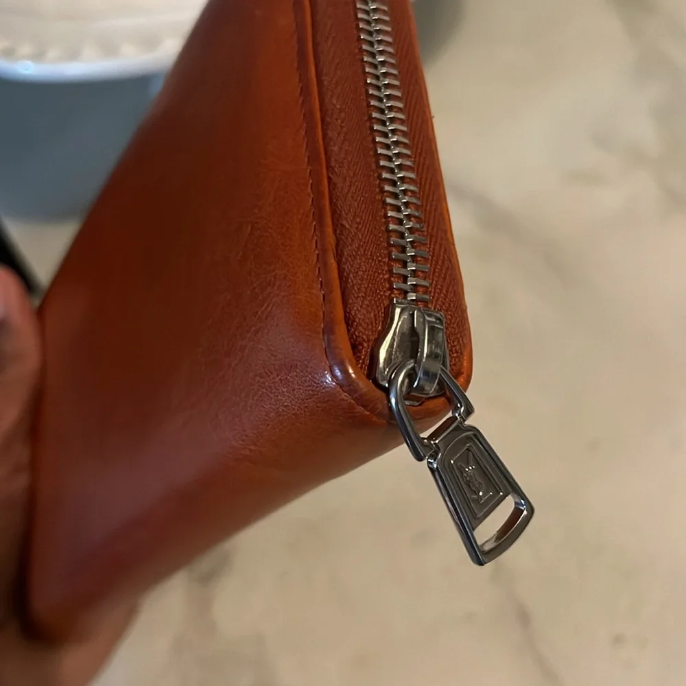 Yves Saint Laurent Burnt Orange Leather Wallet - Picture 6 of 9